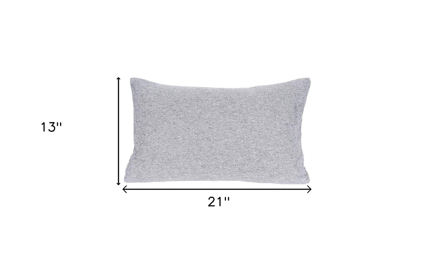 13" X 21" Gray Polyester Zippered Pillow