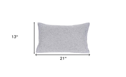 13" X 21" Gray Polyester Zippered Pillow