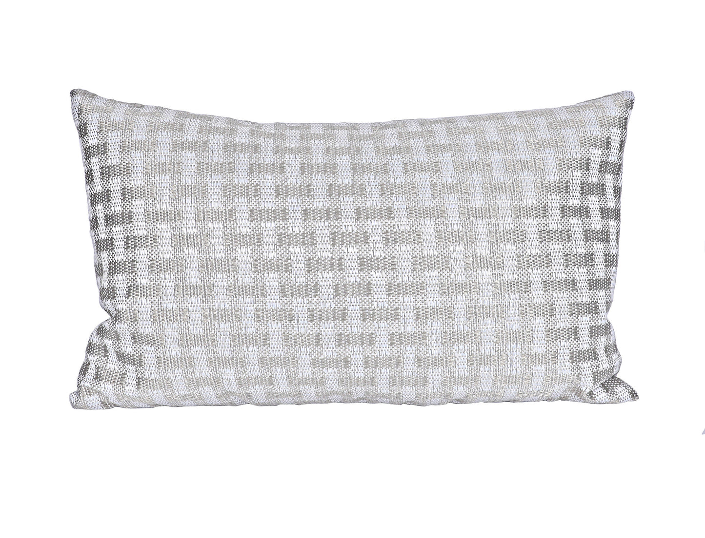 13" X 21" Gray and White Checkered Polyester Zippered Pillow