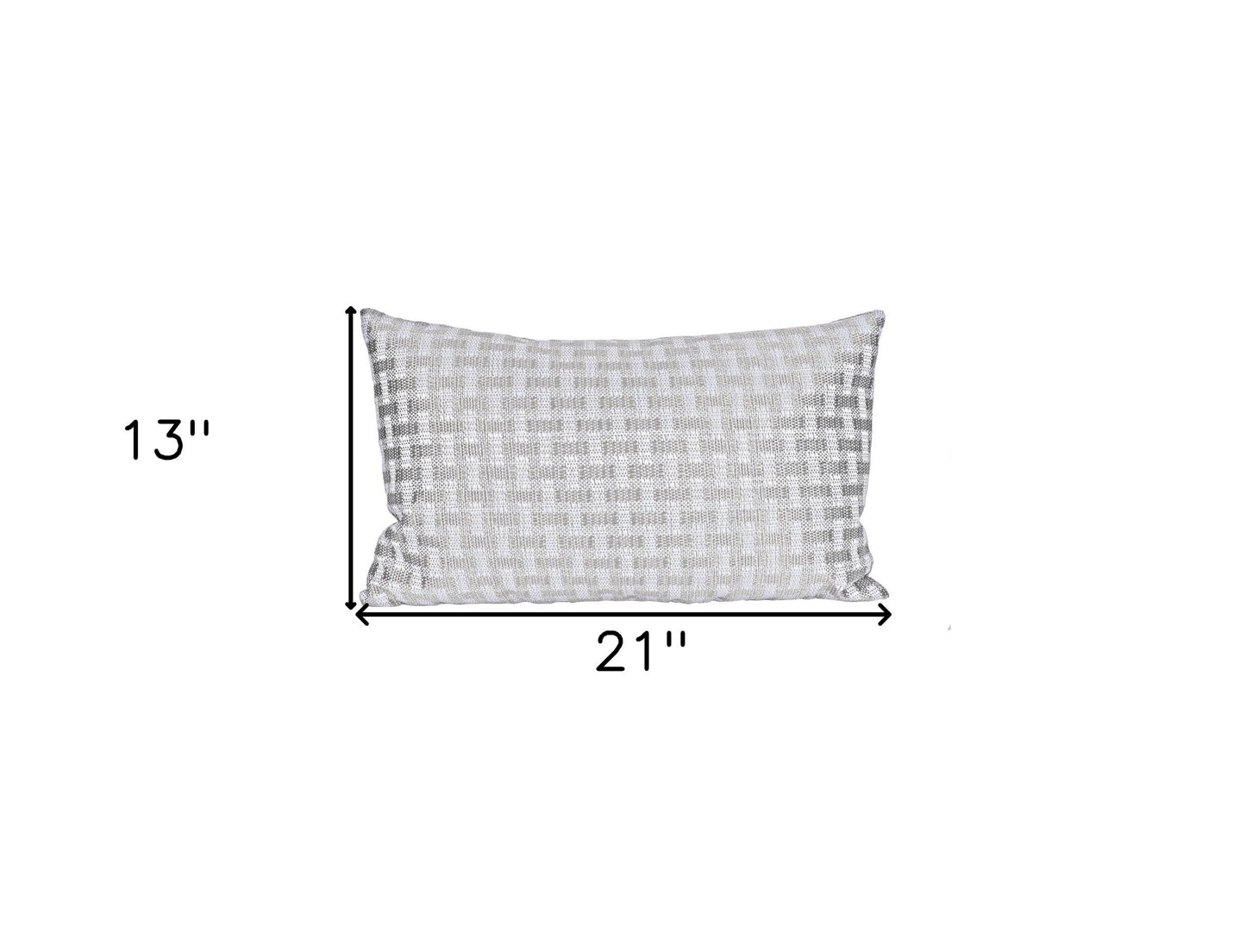 13" X 21" Gray and White Checkered Polyester Zippered Pillow