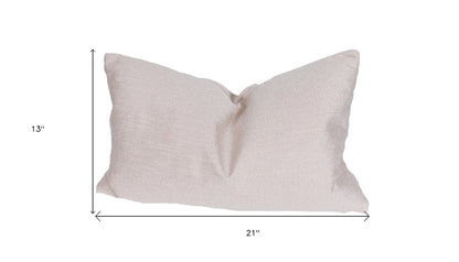 13" X 21" Beige Polyester Zippered Pillow