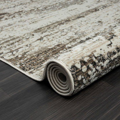 2' X 8' Beige Abstract Distressed Runner Rug