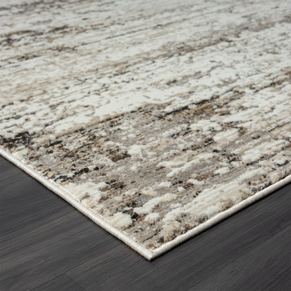 2' X 8' Beige Abstract Distressed Runner Rug