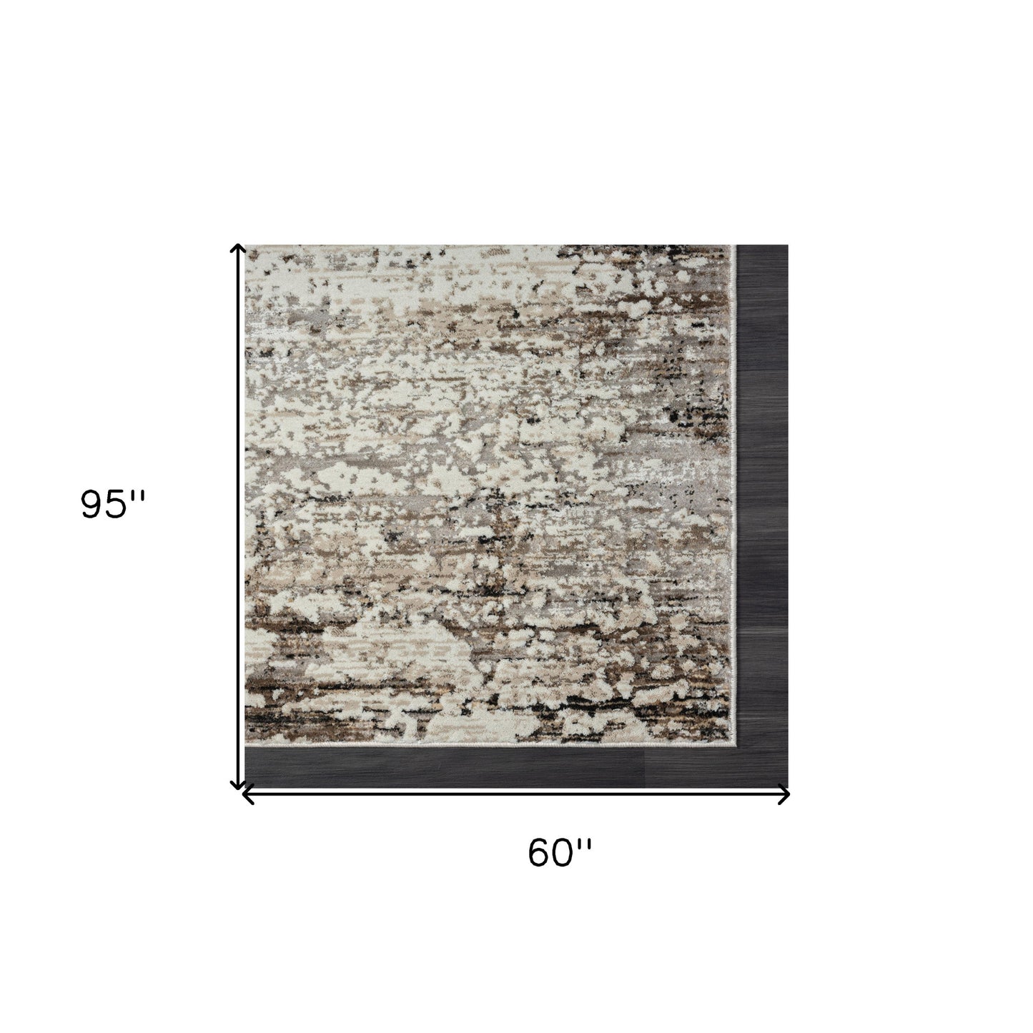 2' X 8' Beige Abstract Distressed Runner Rug