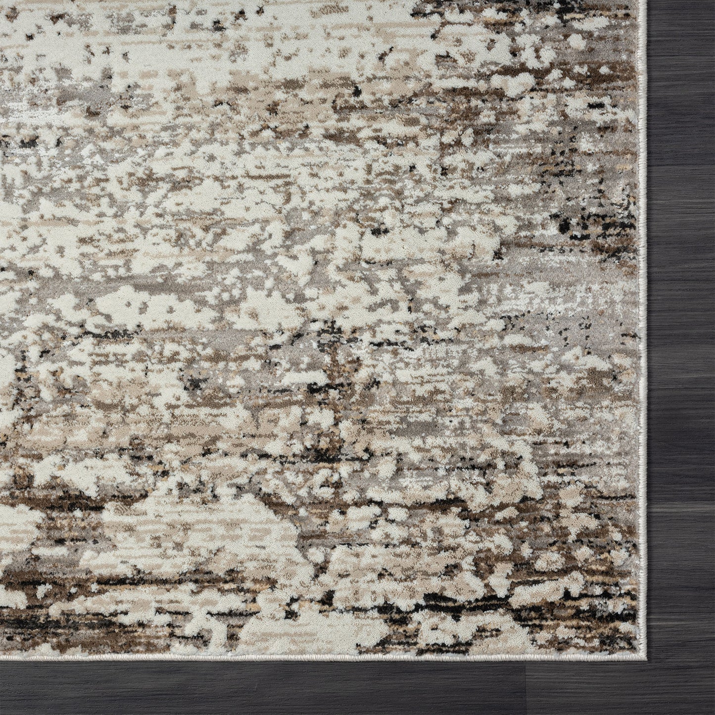 2' X 8' Beige Abstract Distressed Runner Rug