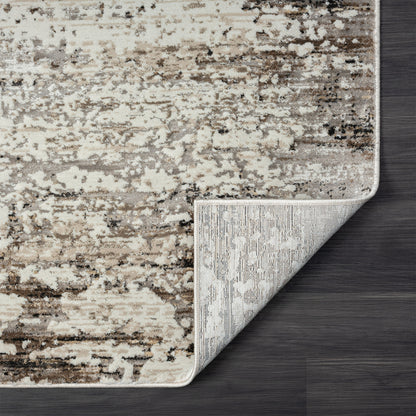 2' X 8' Beige Abstract Distressed Runner Rug