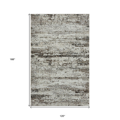 2' X 8' Beige Abstract Distressed Runner Rug