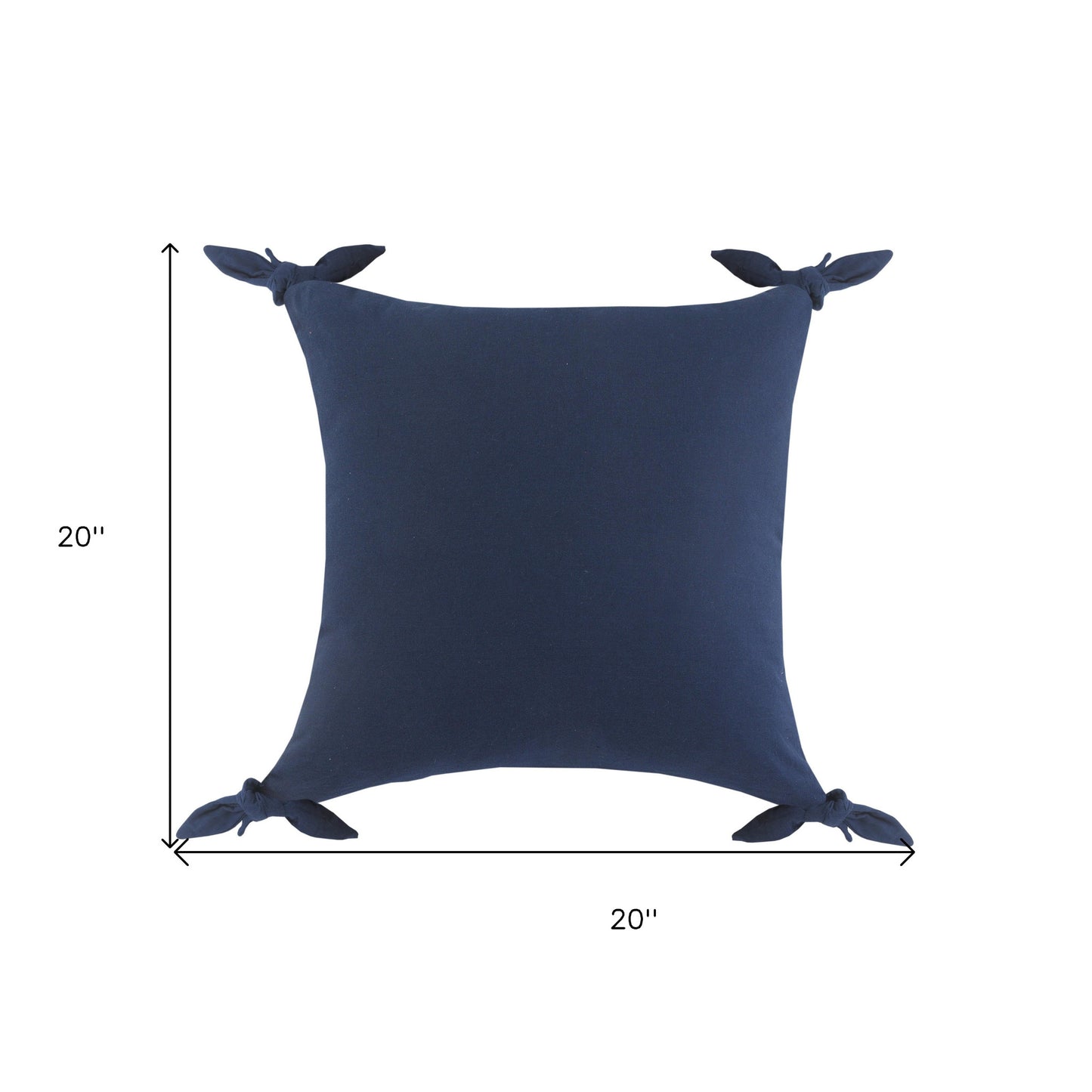 20" X 20" Navy Blue 100% Cotton Zippered Pillow