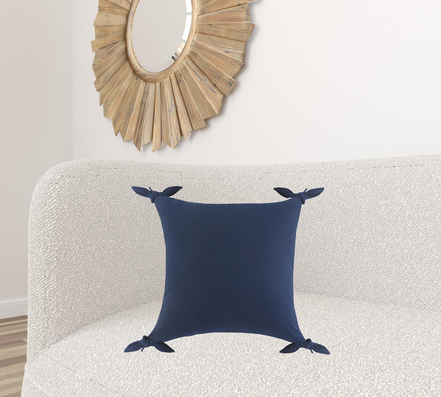 20" X 20" Navy Blue 100% Cotton Zippered Pillow