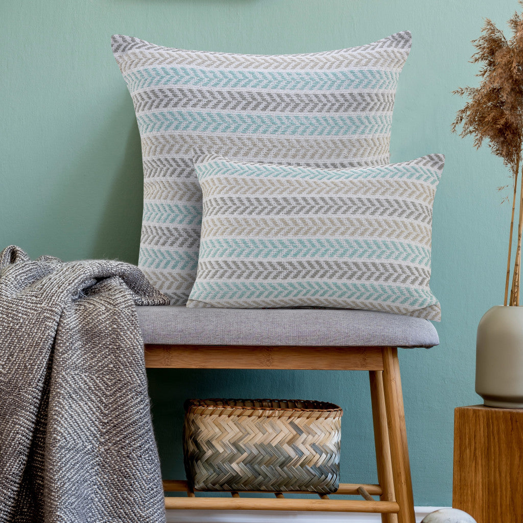 18" X 18" Yellow and White Chevron Cotton Zippered Pillow