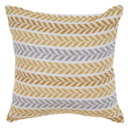 18" X 18" Yellow and White Chevron Cotton Zippered Pillow