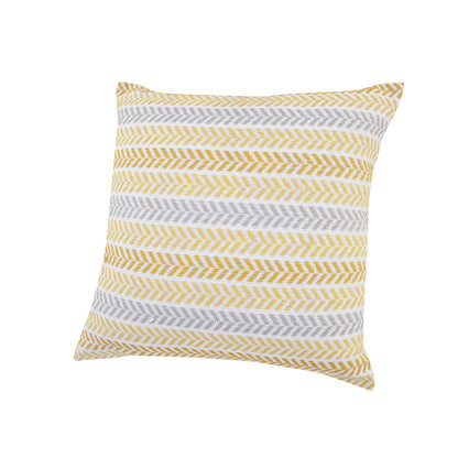 18" X 18" Yellow and White Chevron Cotton Zippered Pillow