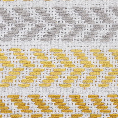 18" X 18" Yellow and White Chevron Cotton Zippered Pillow