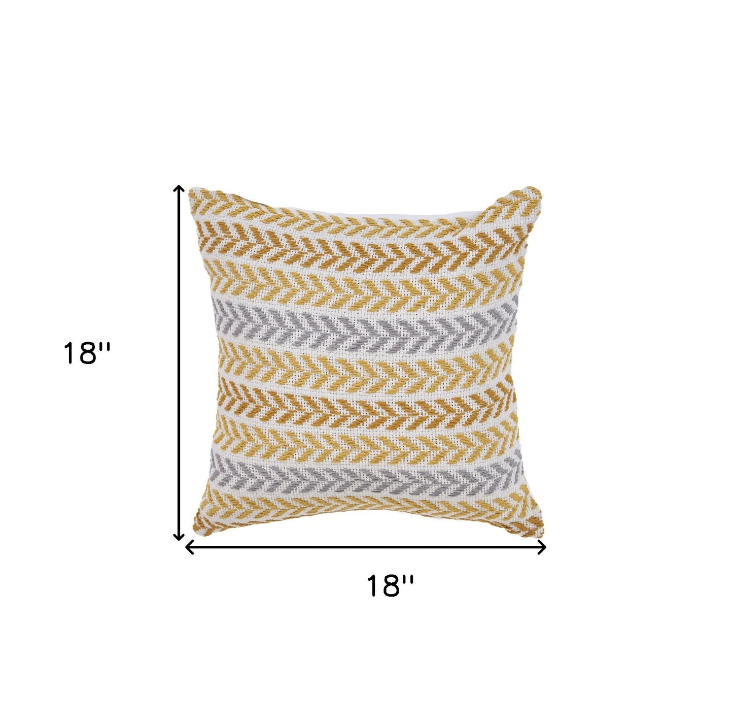 18" X 18" Yellow and White Chevron Cotton Zippered Pillow