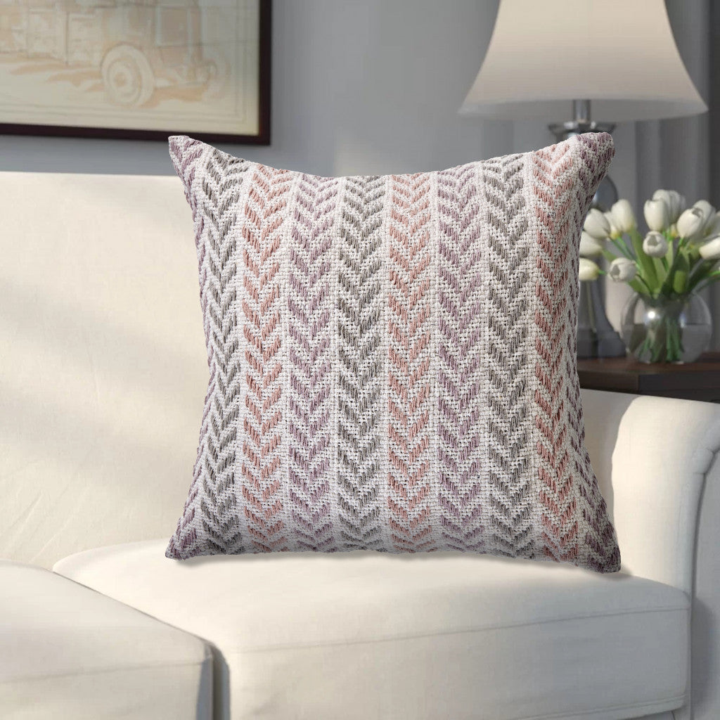 18" X 18" Yellow and White Chevron Cotton Zippered Pillow