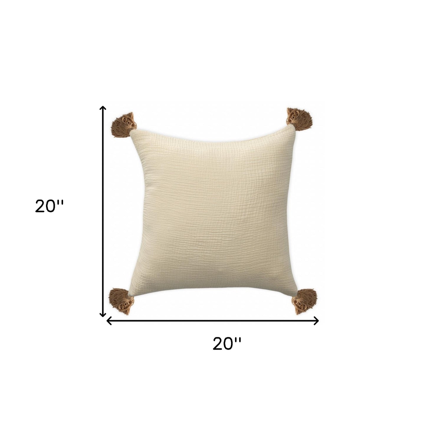 20" X 20" Light Beige And Dark Beige 100% Cotton Zippered Pillow