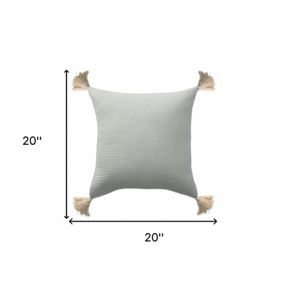 20" X 20" Light Beige And Dark Beige 100% Cotton Zippered Pillow