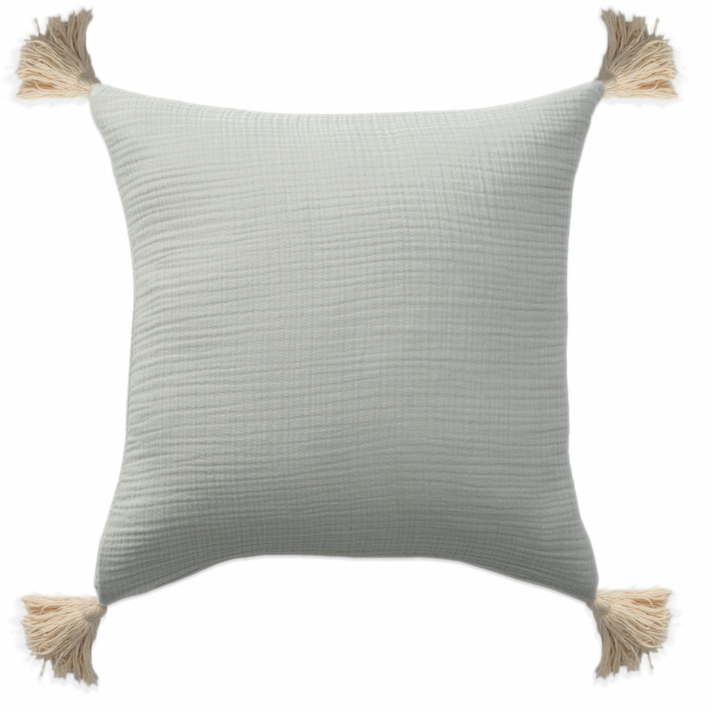 20" X 20" Light Beige And Dark Beige 100% Cotton Zippered Pillow