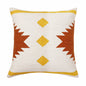 20" X 20" White Yellow And Red Orange 100% Cotton Geometric Zippered Pillow