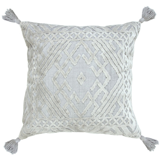 20" X 20" Silver Gray And Light Gray Viscose Zippered Pillow