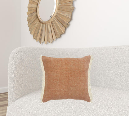 20" X 20" Orange And Tan 100% Cotton Zippered Pillow