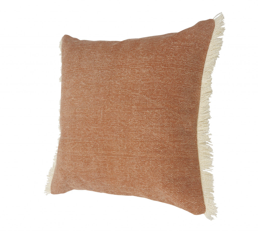 20" X 20" Orange And Tan 100% Cotton Zippered Pillow