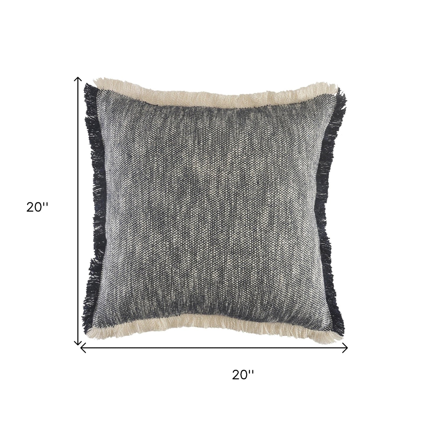 20" X 20" Gray And White 100% Cotton Abstract Zippered Pillow