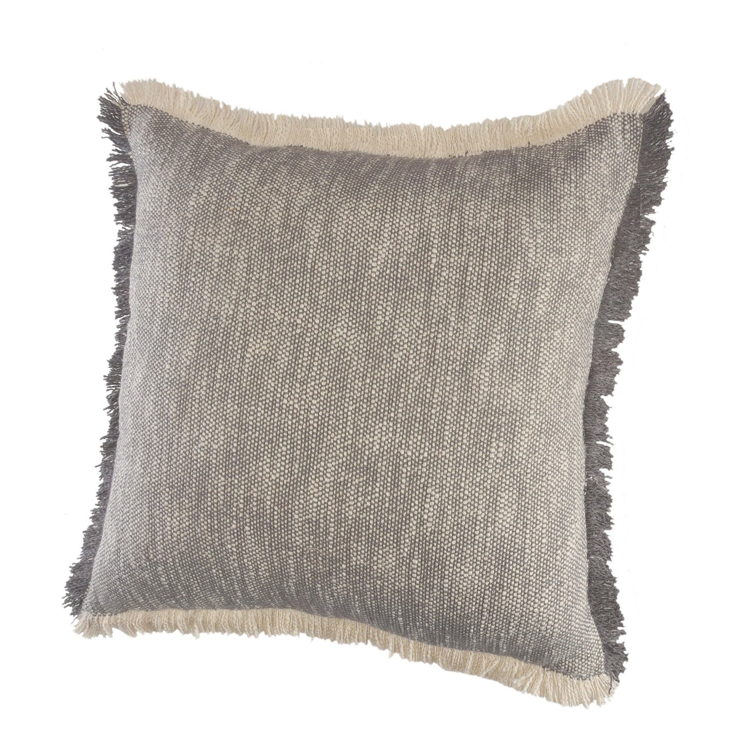 20" X 20" Gray And White 100% Cotton Abstract Zippered Pillow