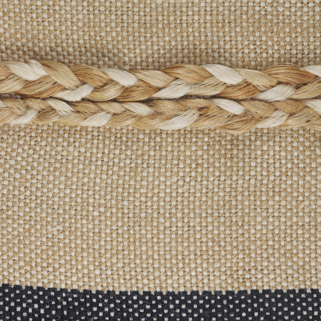 14" X 36" Denim Tan And Taupe Jute Coastal Zippered Pillow