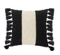 20" X 20" Black And Ivory 100% Cotton Striped Zippered Pillow