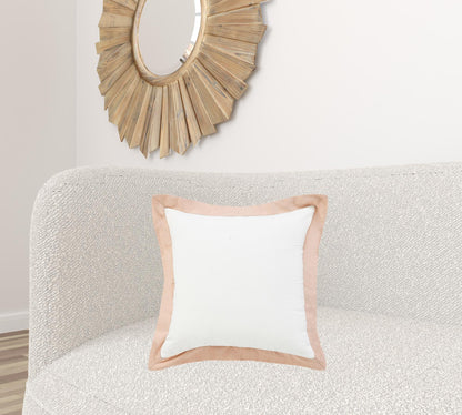 20" X 20" White And Cinnamon 100% Cotton Geometric Zippered Pillow