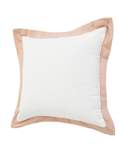 20" X 20" White And Cinnamon 100% Cotton Geometric Zippered Pillow