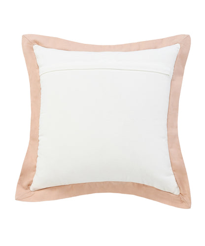 20" X 20" White And Cinnamon 100% Cotton Geometric Zippered Pillow