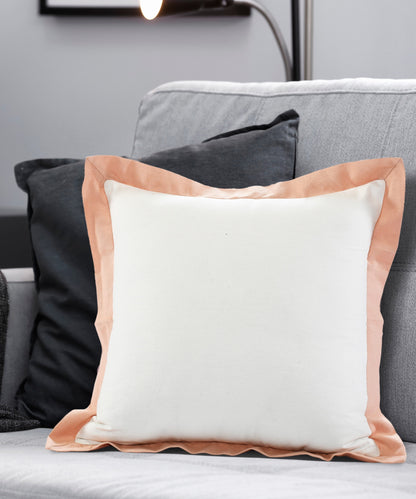 20" X 20" White And Cinnamon 100% Cotton Geometric Zippered Pillow