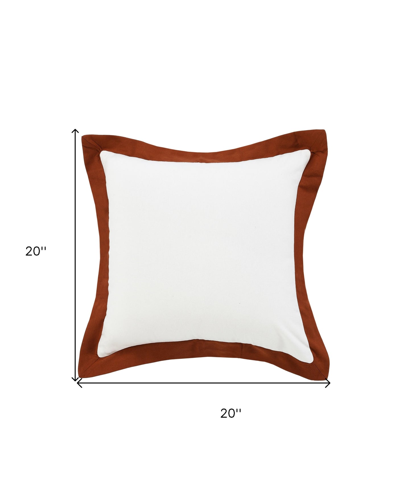 20" X 20" White And Cinnamon 100% Cotton Geometric Zippered Pillow