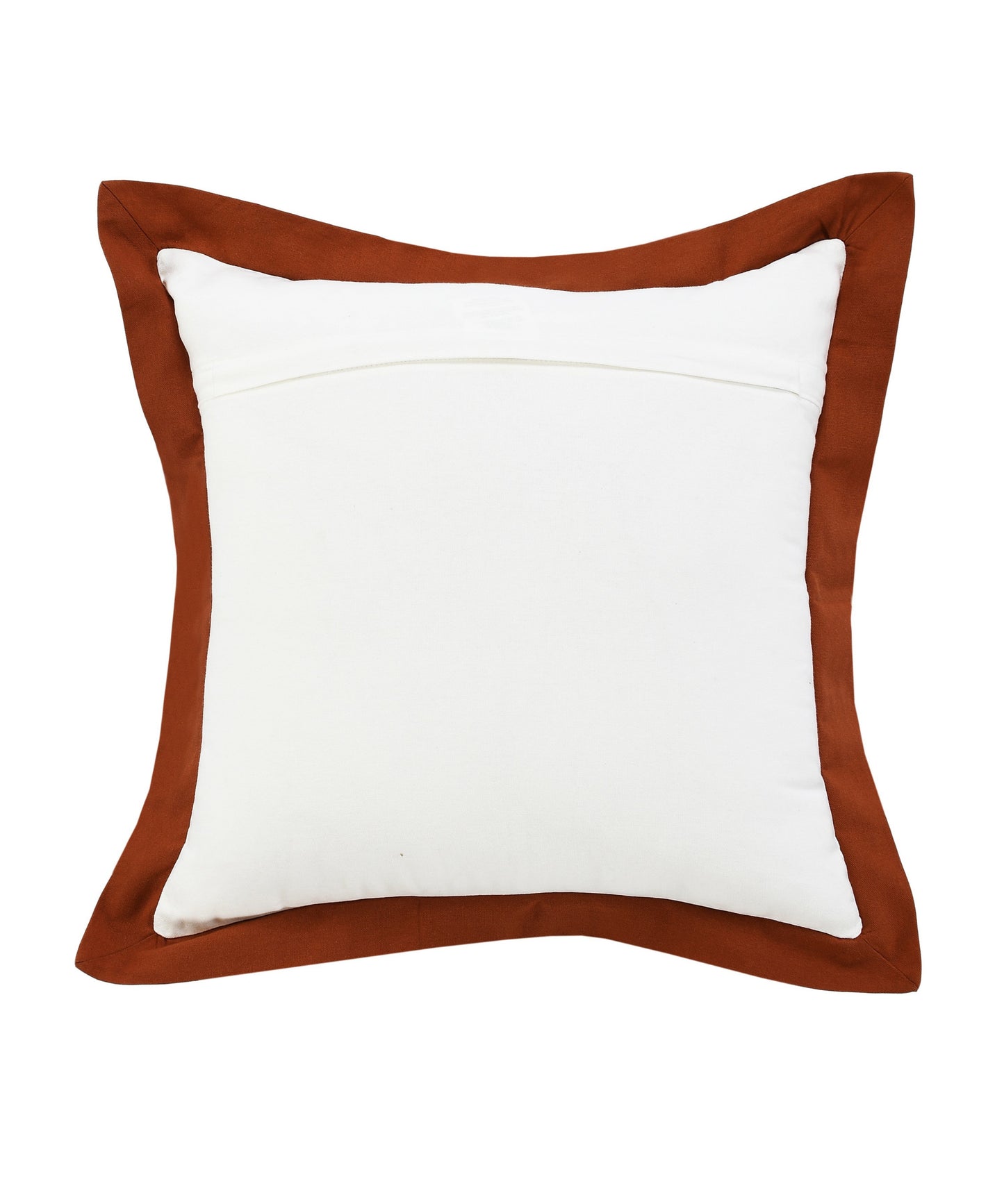 20" X 20" White And Cinnamon 100% Cotton Geometric Zippered Pillow