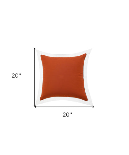 20" X 20" White And Cinnamon 100% Cotton Geometric Zippered Pillow