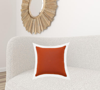 20" X 20" White And Cinnamon 100% Cotton Geometric Zippered Pillow