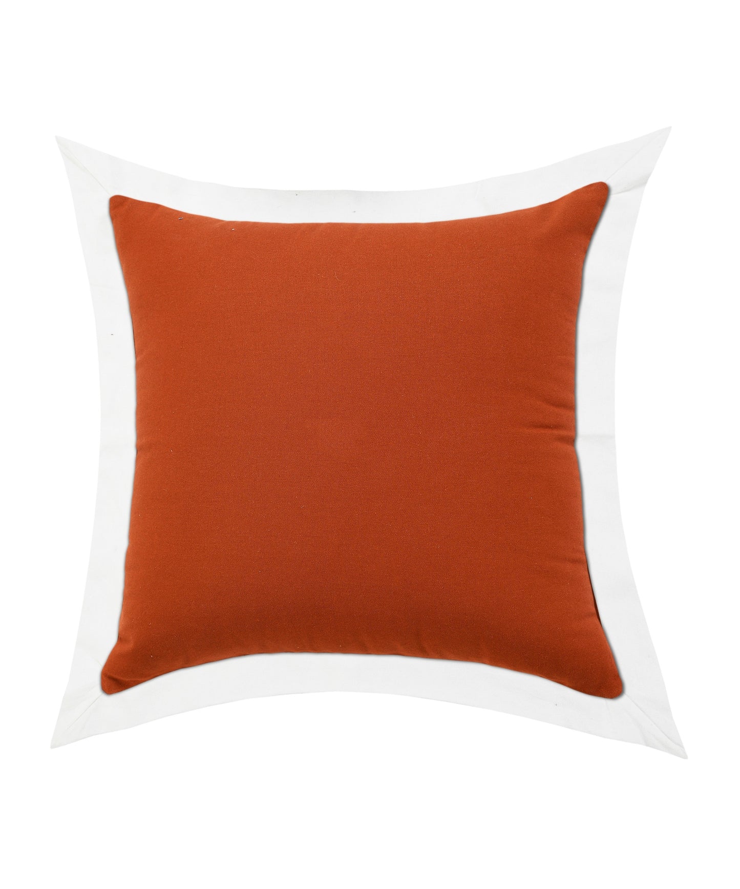 20" X 20" White And Cinnamon 100% Cotton Geometric Zippered Pillow