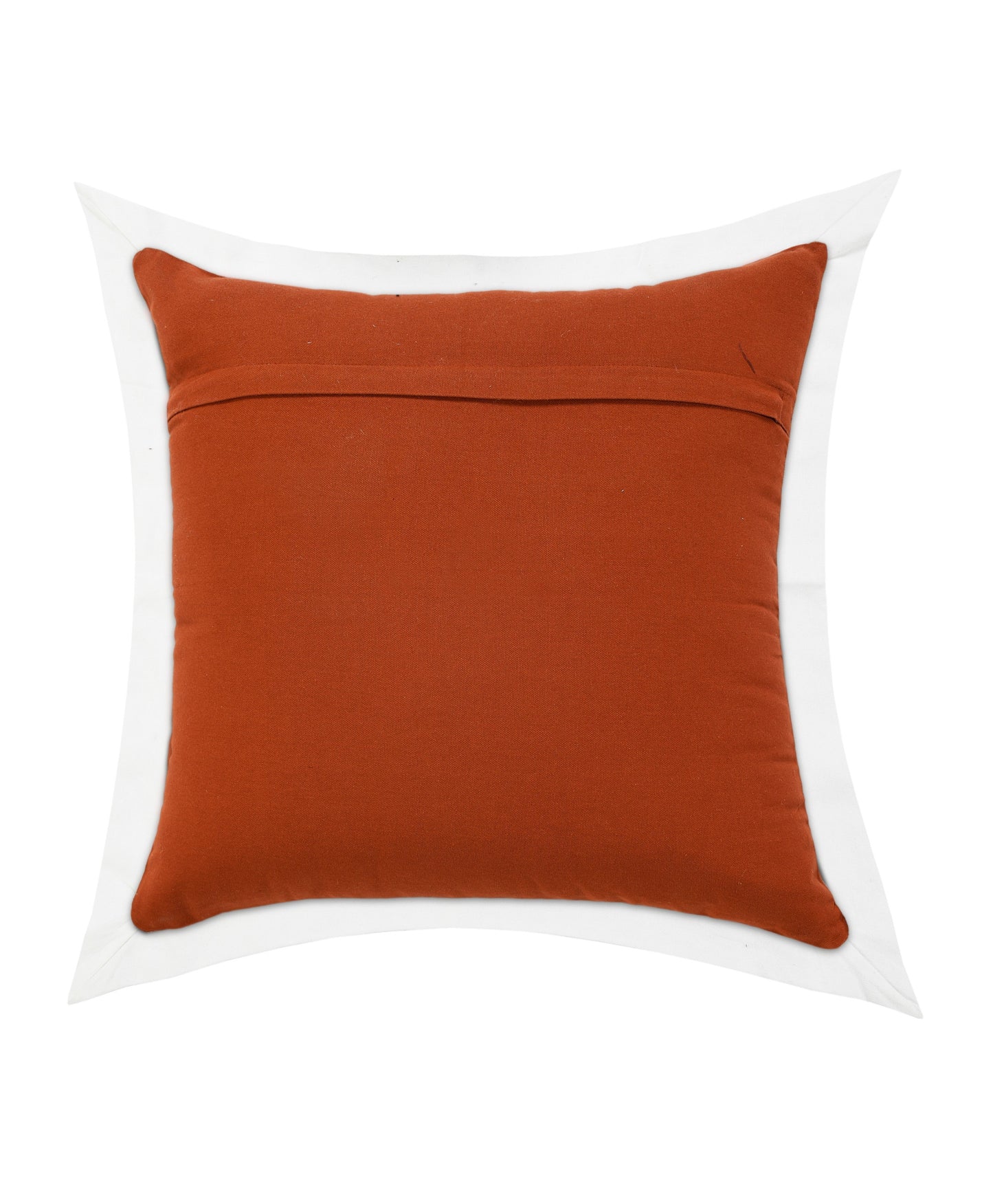 20" X 20" White And Cinnamon 100% Cotton Geometric Zippered Pillow