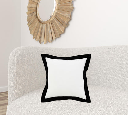 20" X 20" White And Cinnamon 100% Cotton Geometric Zippered Pillow