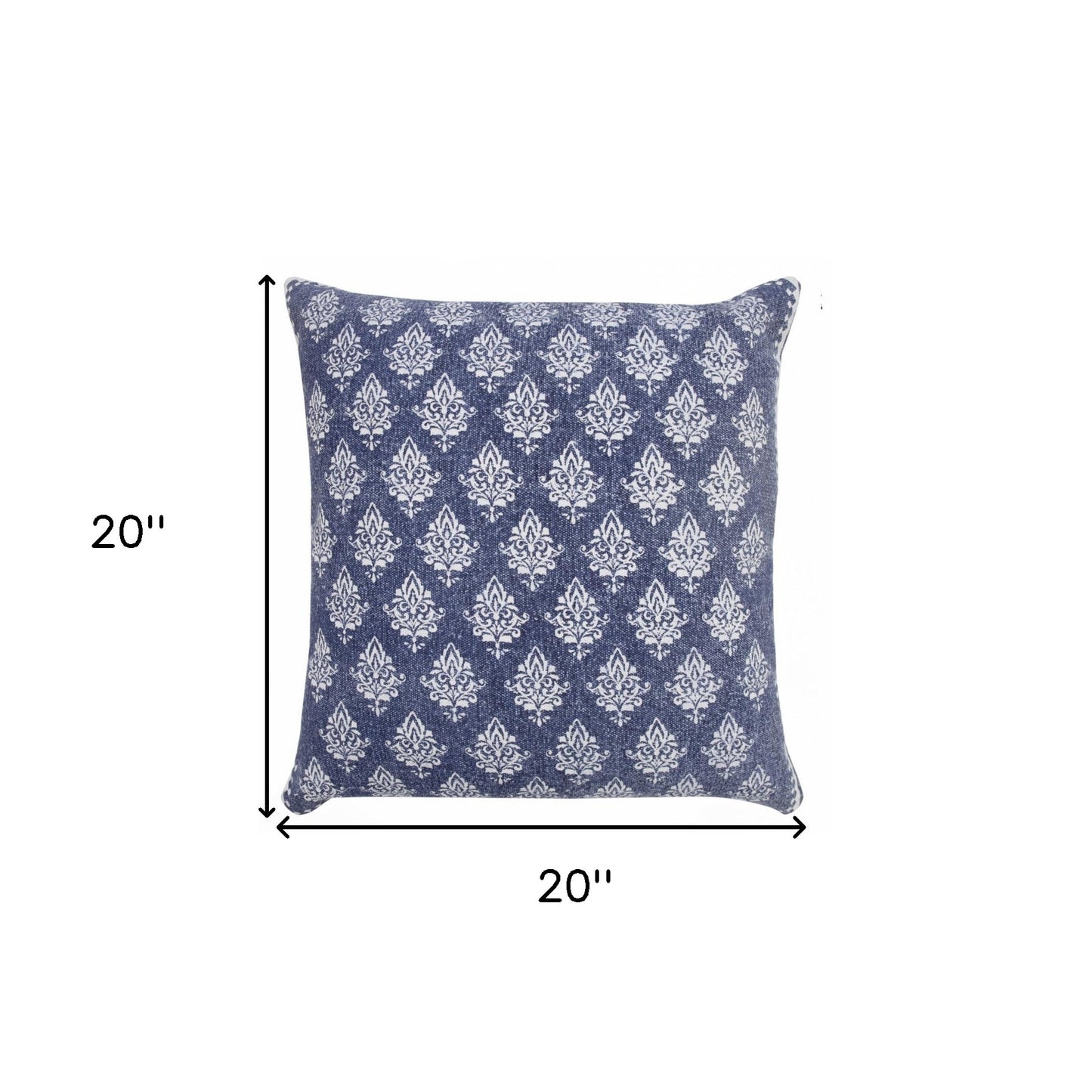 14" X 36" Vintage Indigo Blue And White 100% Cotton Geometric Zippered Pillow