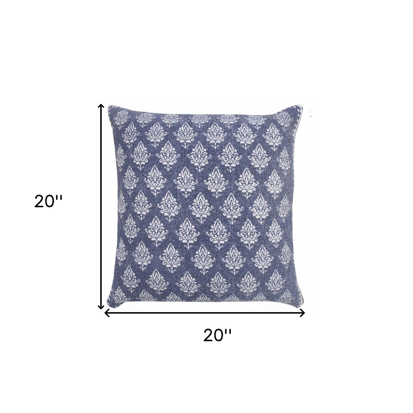 14" X 36" Vintage Indigo Blue And White 100% Cotton Geometric Zippered Pillow