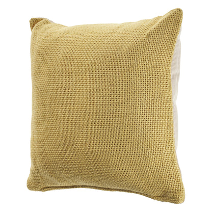 18" X 18" Yellow 100% Cotton Zippered Pillow