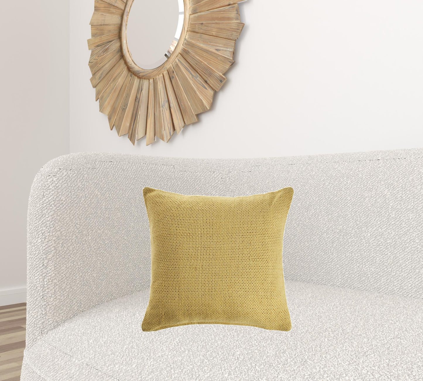 18" X 18" Yellow 100% Cotton Zippered Pillow