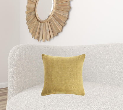 18" X 18" Yellow 100% Cotton Zippered Pillow