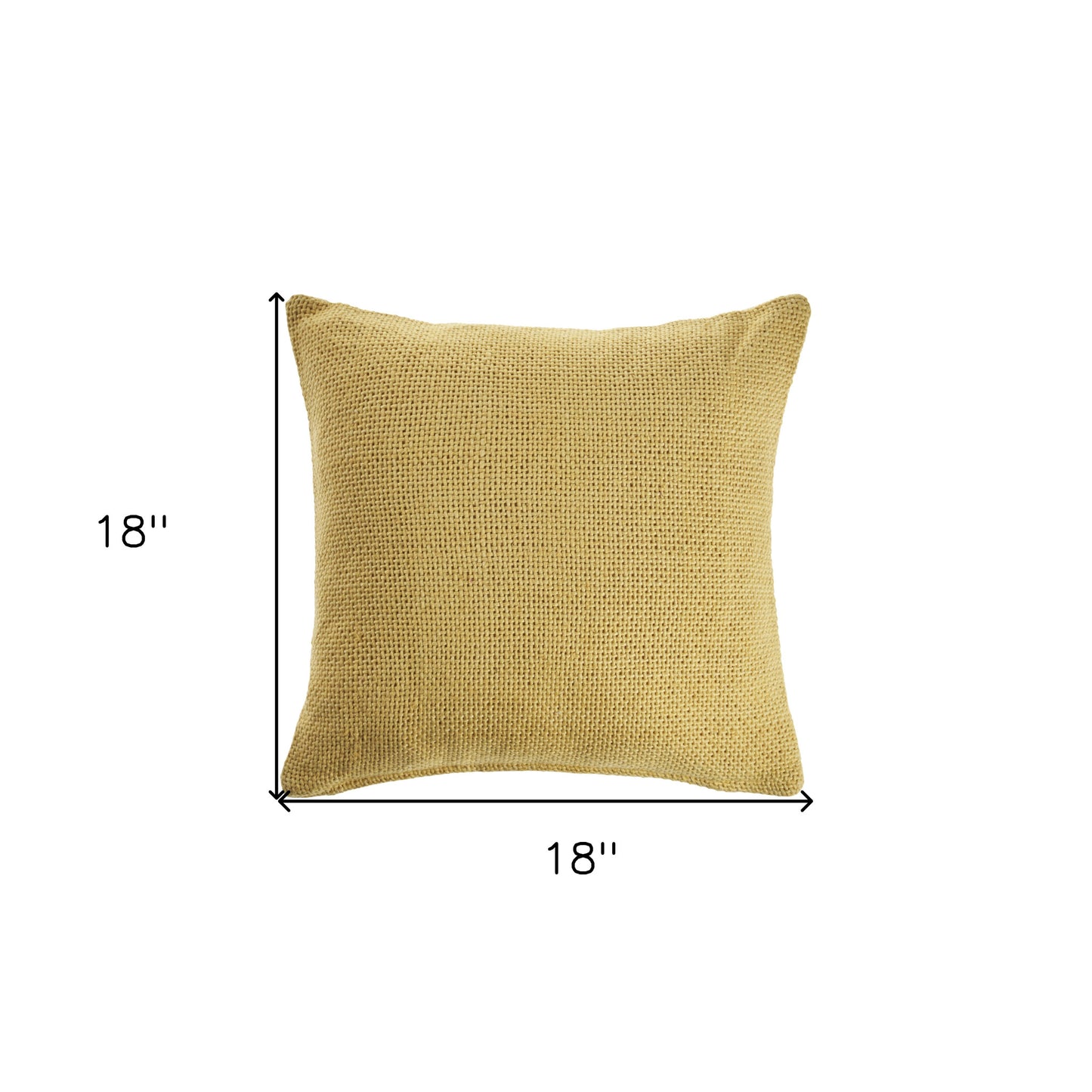 18" X 18" Yellow 100% Cotton Zippered Pillow