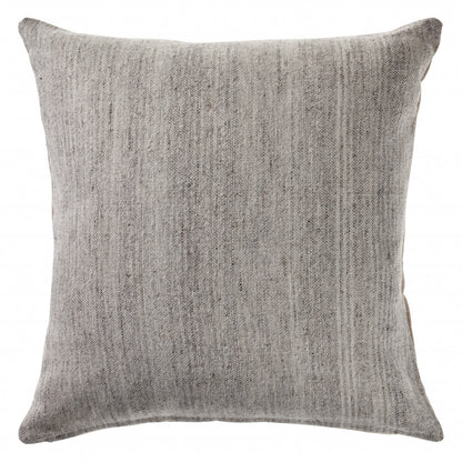 20" X 20" Light Gray And Dark Gray 100% Wool Zippered Pillow