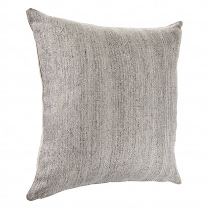 20" X 20" Light Gray And Dark Gray 100% Wool Zippered Pillow