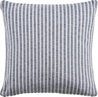 22" X 22" Beige And Cream 100% Cotton Striped Zippered Pillow